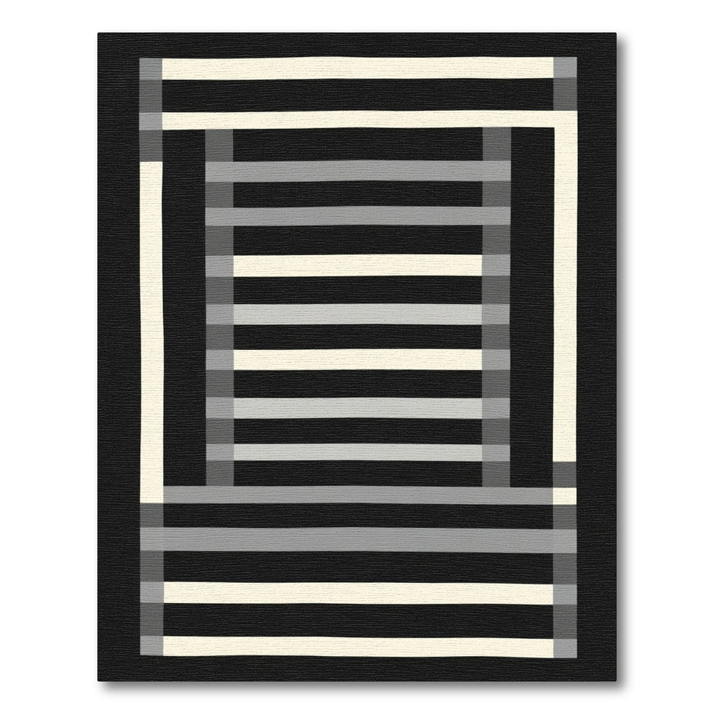 Modern Black Grid Stripe Rug