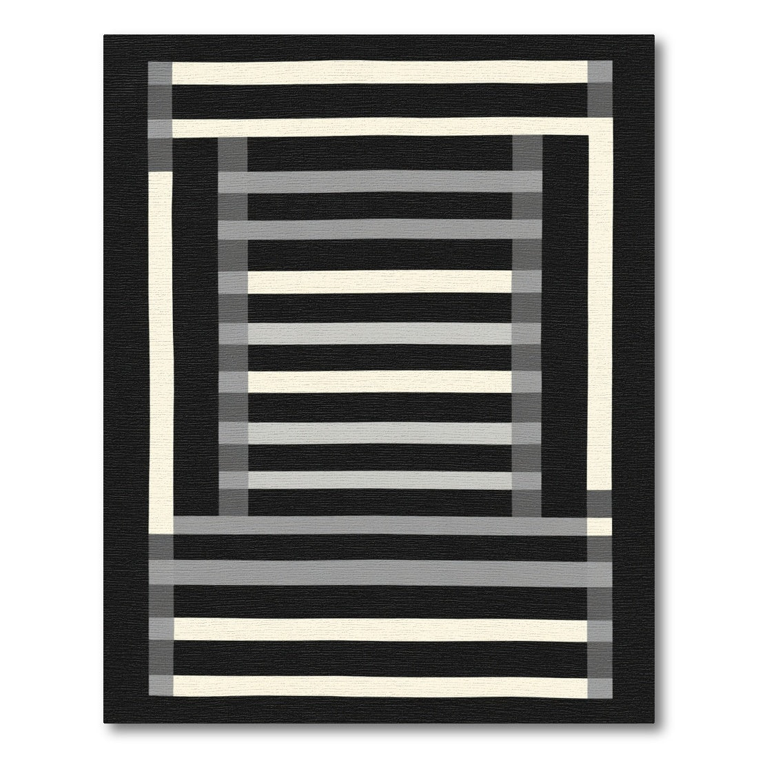Modern Black Grid Stripe Rug