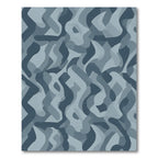 Muted Blue Abstract Camouflage Waves Rug