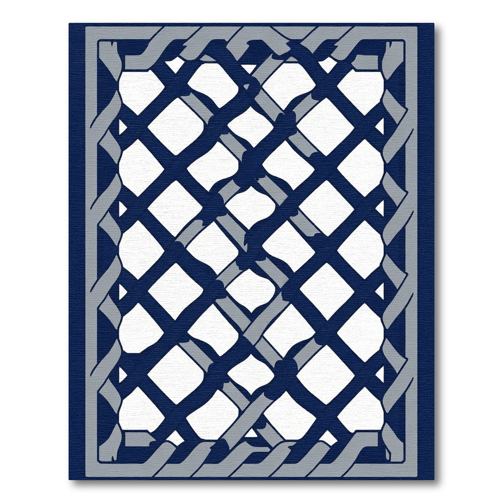 Navy Gray Lattice Weave Rug