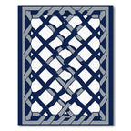 Navy Gray Lattice Weave Rug