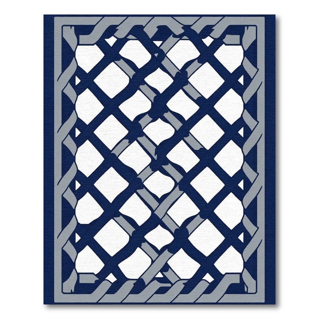 Navy Gray Lattice Weave Rug