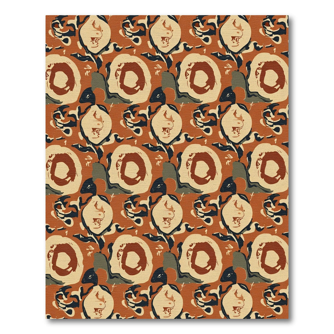 Earthy Abstract Floral Figures Rug