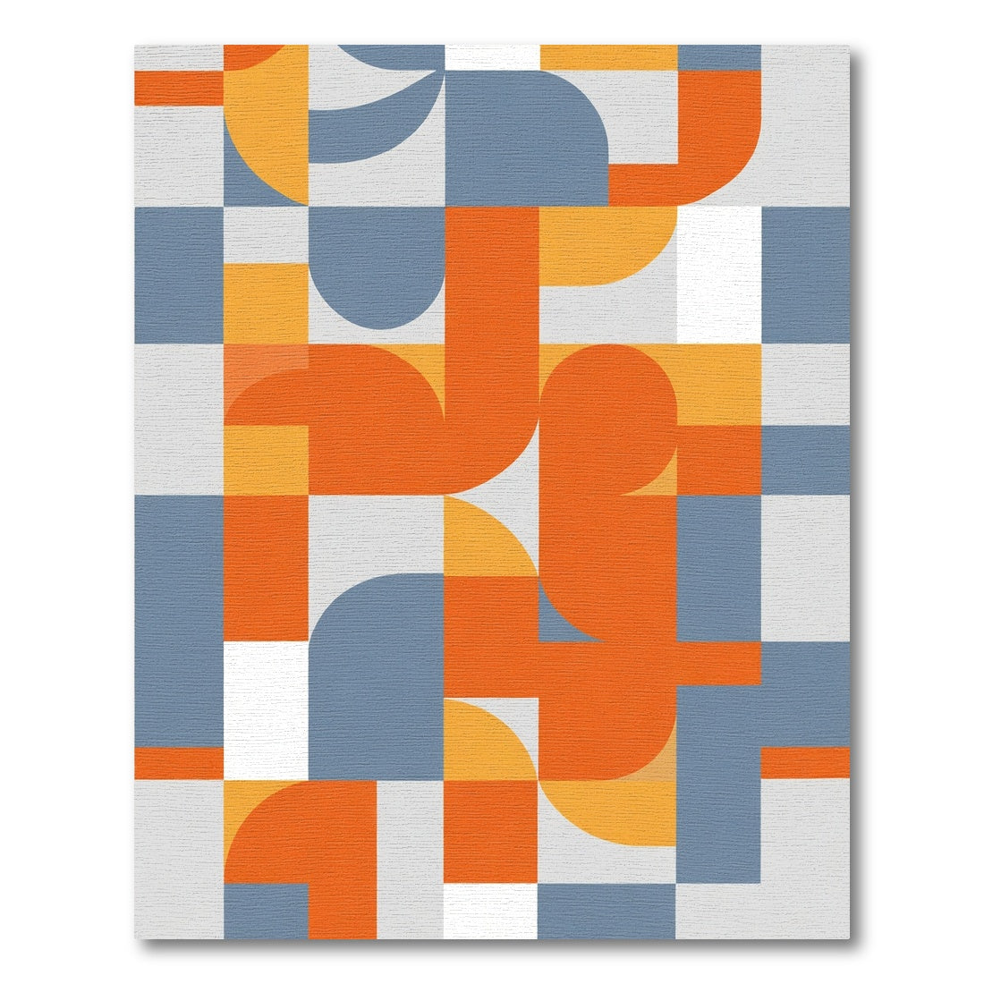 Vibrant Orange Blue Geometric Abstraction Rug
