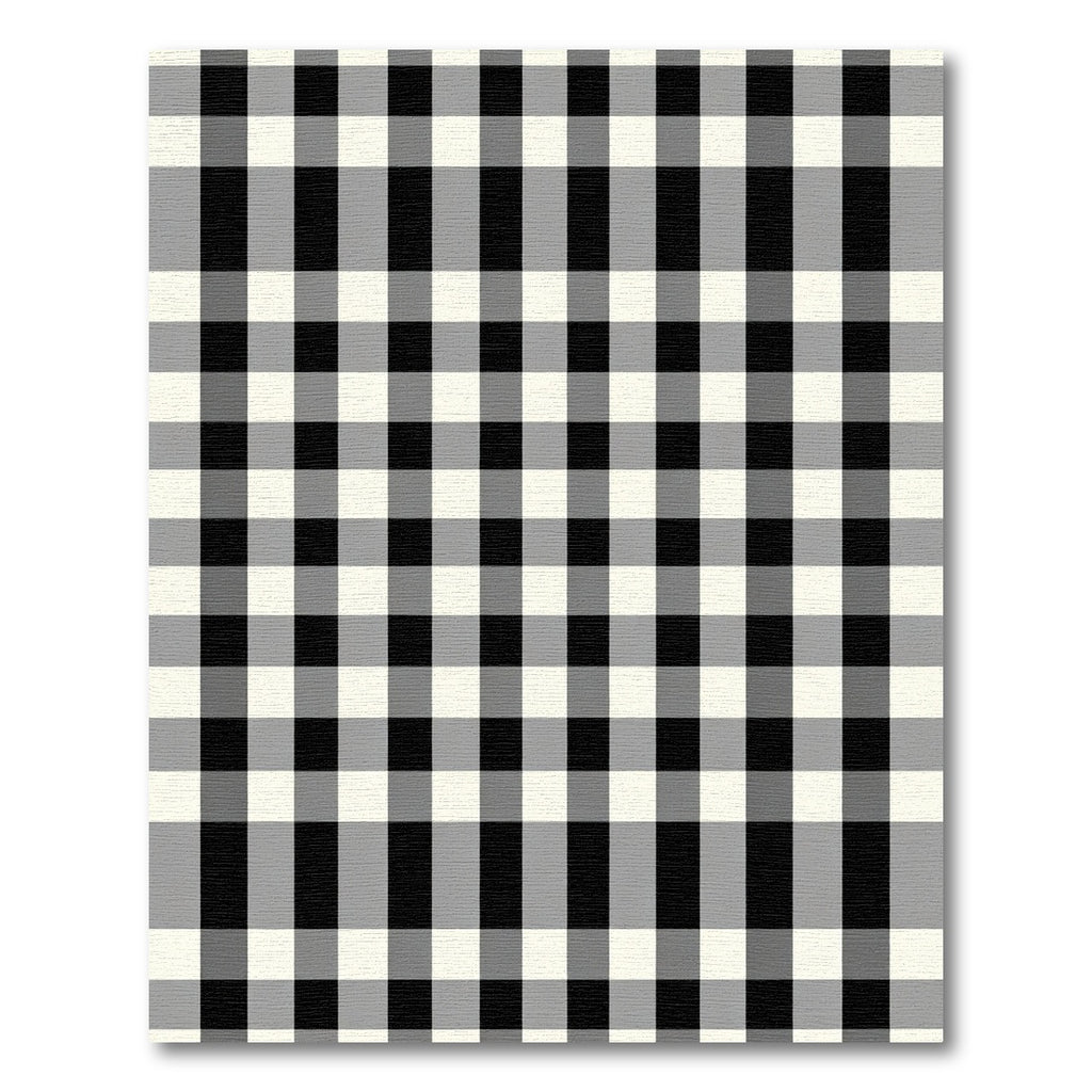 Black White Cream Gingham Plaid Rug