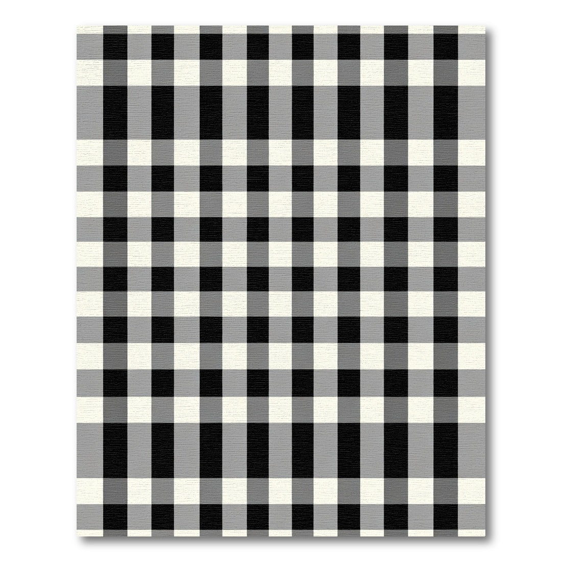 Black White Cream Gingham Plaid Rug