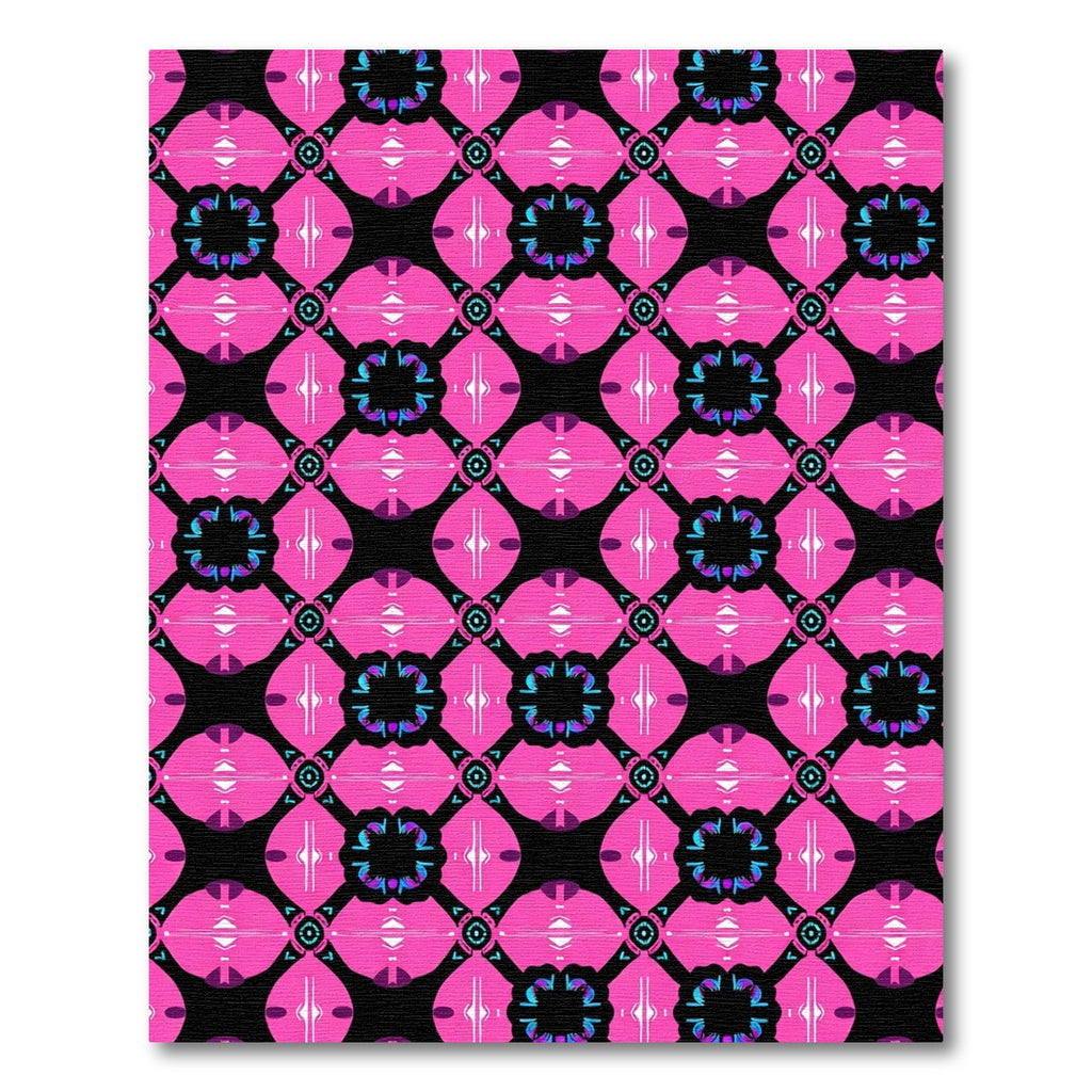 Hot Pink Black Geometric Medallion Rug