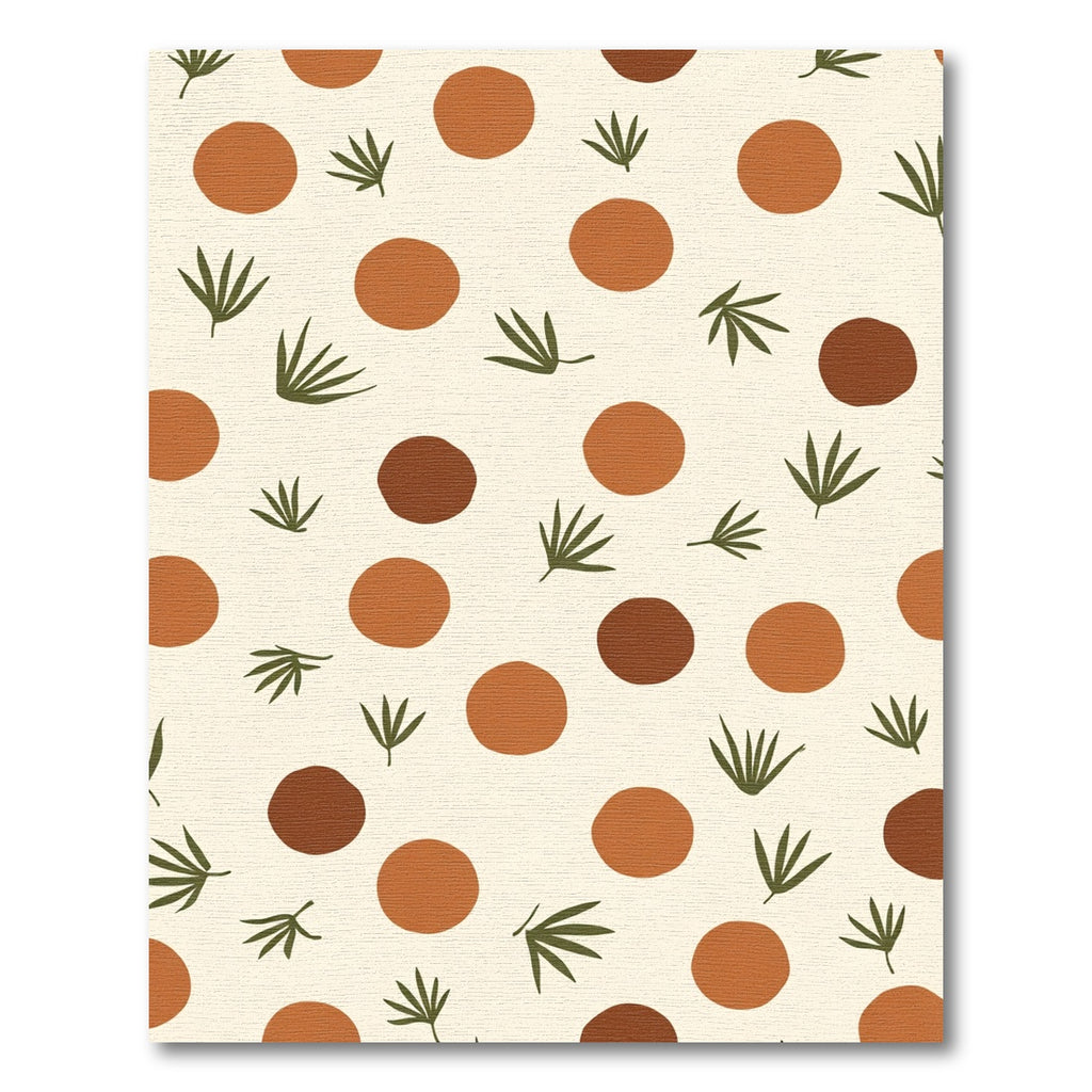Earthy Circles and Leaflets Pattern Rug