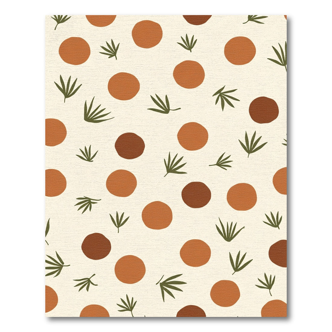 Earthy Circles and Leaflets Pattern Rug