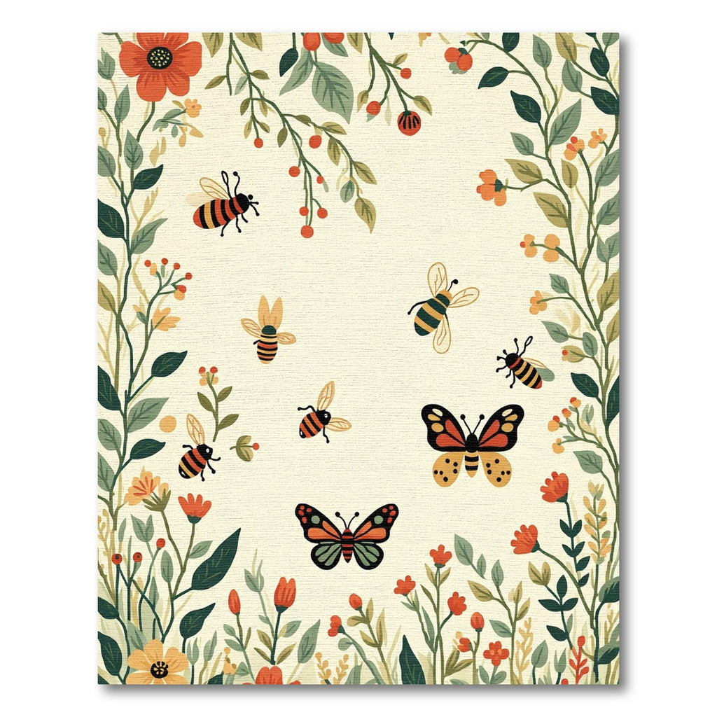 Whimsical Bumblebee Butterfly Garden Rug