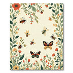 Whimsical Bumblebee Butterfly Garden Rug