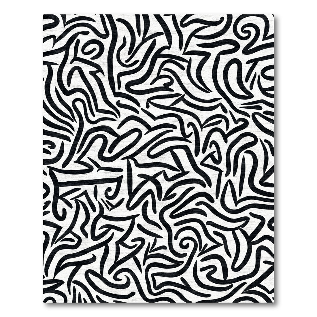 Black White Abstract Brushstroke Swirl Rug