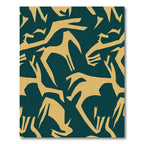 Deep Teal Golden Abstract Animal Forms Rug
