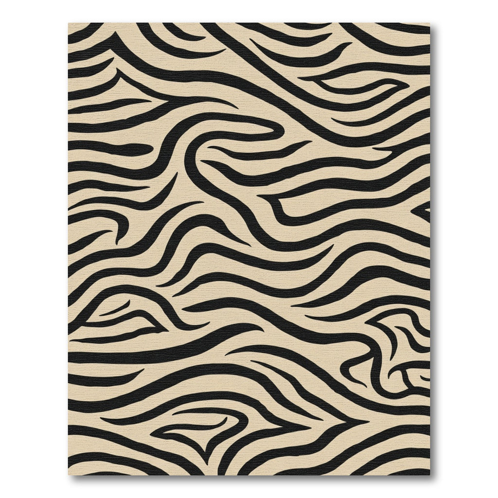 Black Wavy Stripes Tan Background Rug
