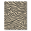 Black Wavy Stripes Tan Background Rug