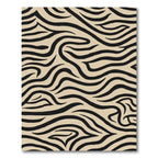 Black Wavy Stripes Tan Background Rug