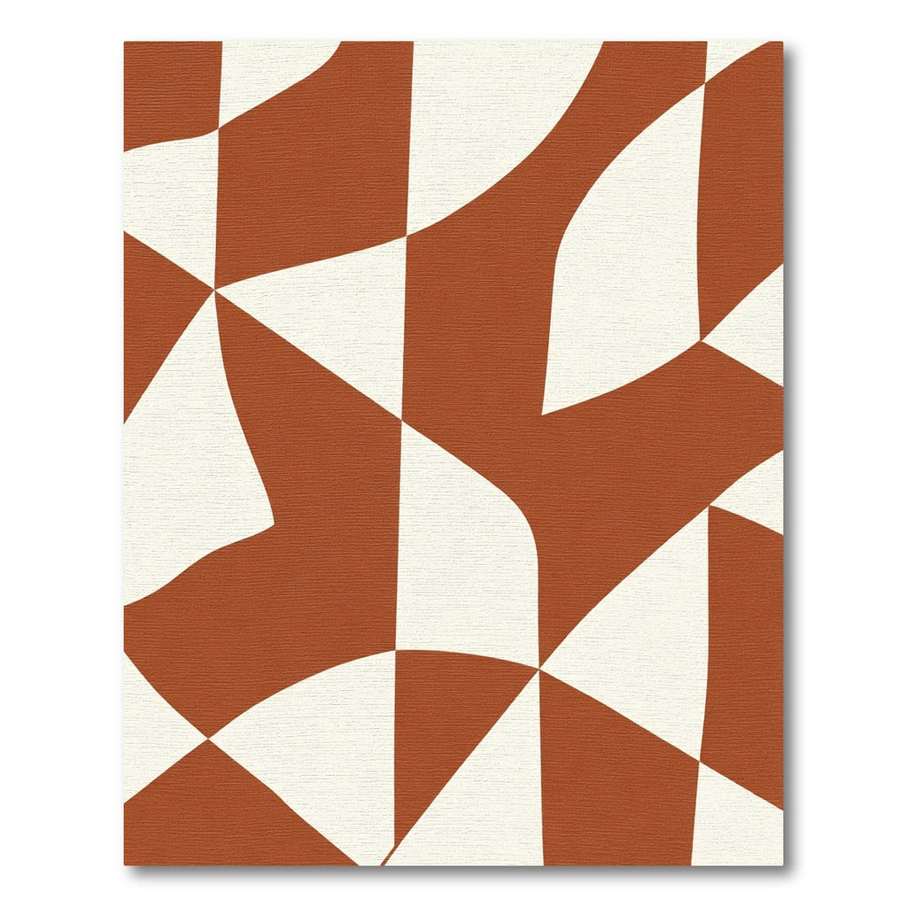 Earthy Terracotta Abstract Curve Rug