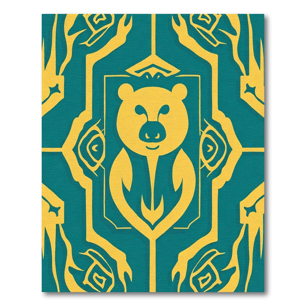 Yellow Bear Teal Geometric Ornament Rug
