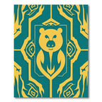Yellow Bear Teal Geometric Ornament Rug