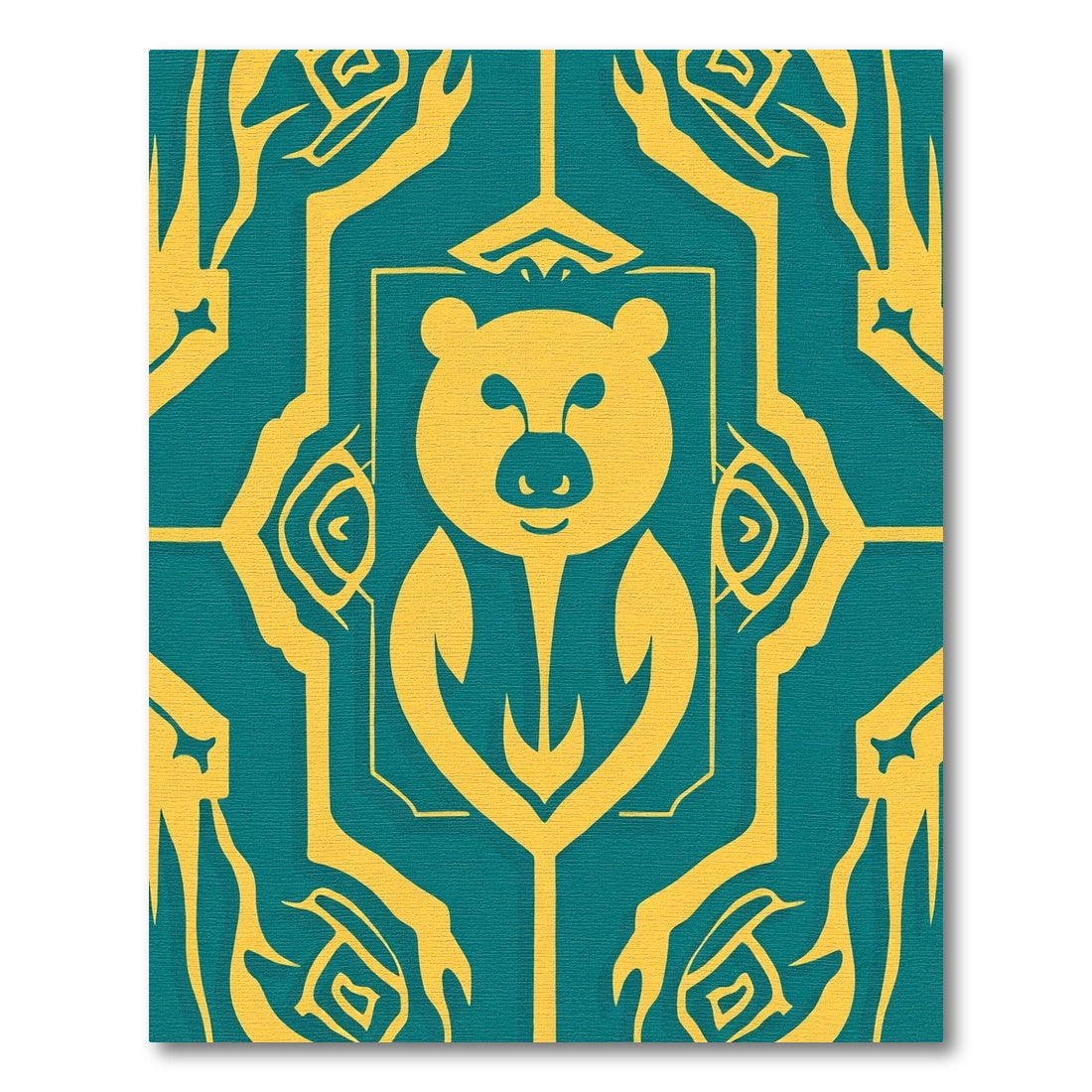 Yellow Bear Teal Geometric Ornament Rug