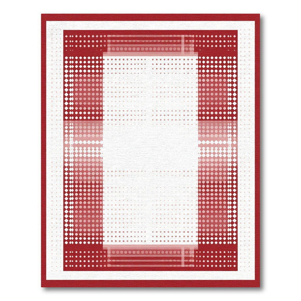 Red White Gradient Dot Border Rug