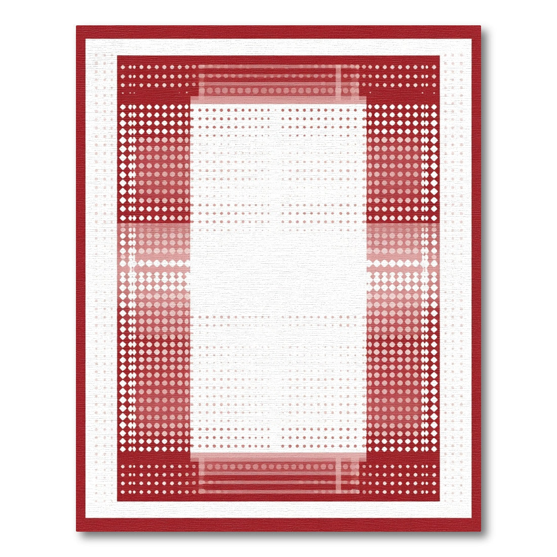 Red White Gradient Dot Border Rug