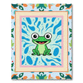 Smiling Green Frog Blue Swirls Rug