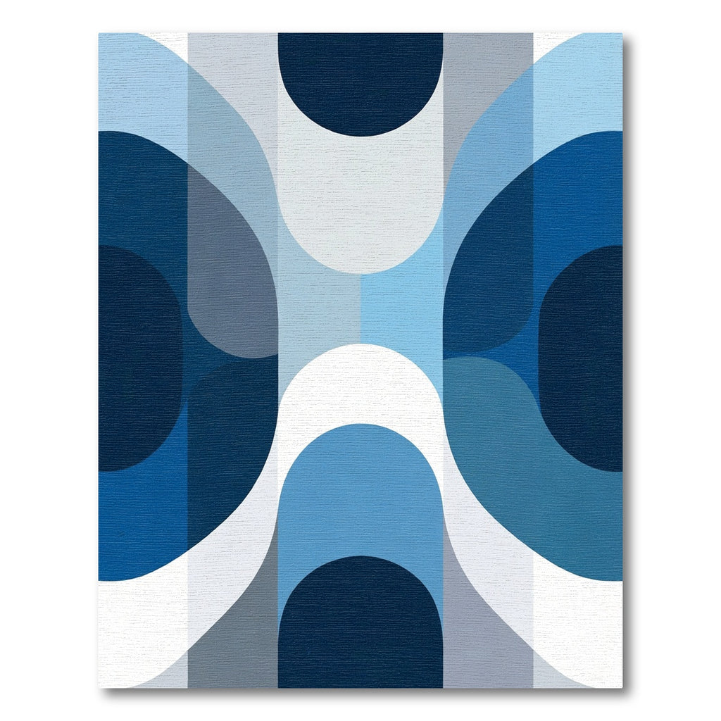 Deep Blue Geometric Arch Rug