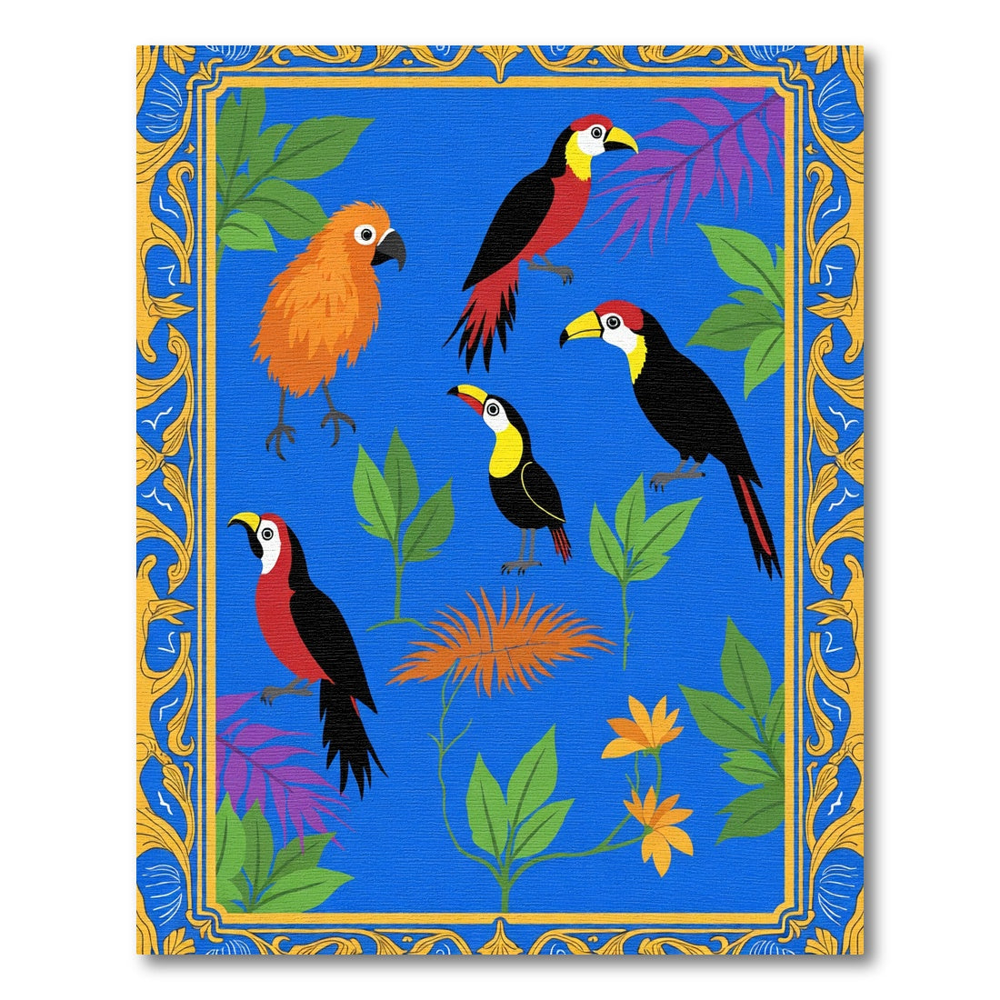 Vibrant Toucans Botanical Garden Rug