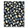 Cream Blue Leaf Repeating Pattern Rug