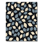 Cream Blue Leaf Repeating Pattern Rug