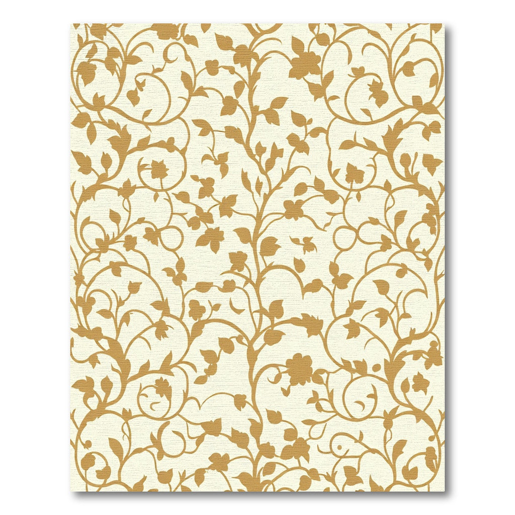 Golden Floral Vine Scroll Rug