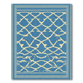 Blue and Cream Interlocking Diamond Frame Rug