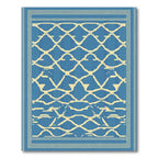 Blue and Cream Interlocking Diamond Frame Rug