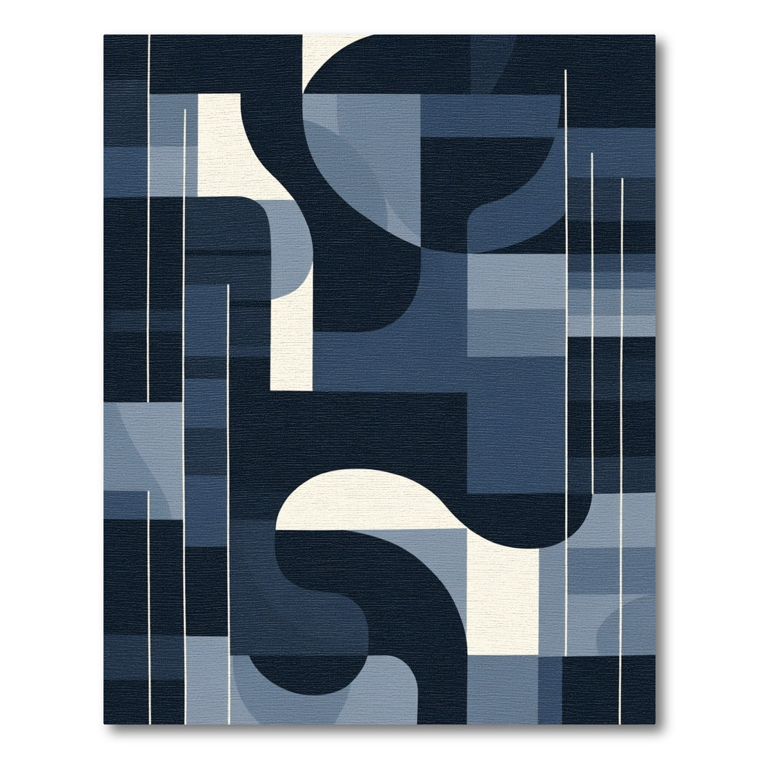 Deep Blue Abstract Geo Wave Rug