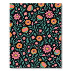 Teal Pink Orange Floral Garden Rug