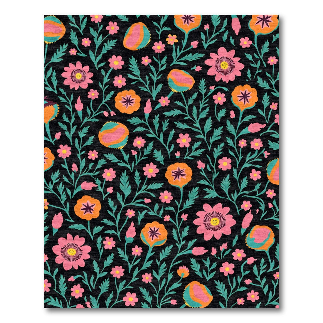 Teal Pink Orange Floral Garden Rug