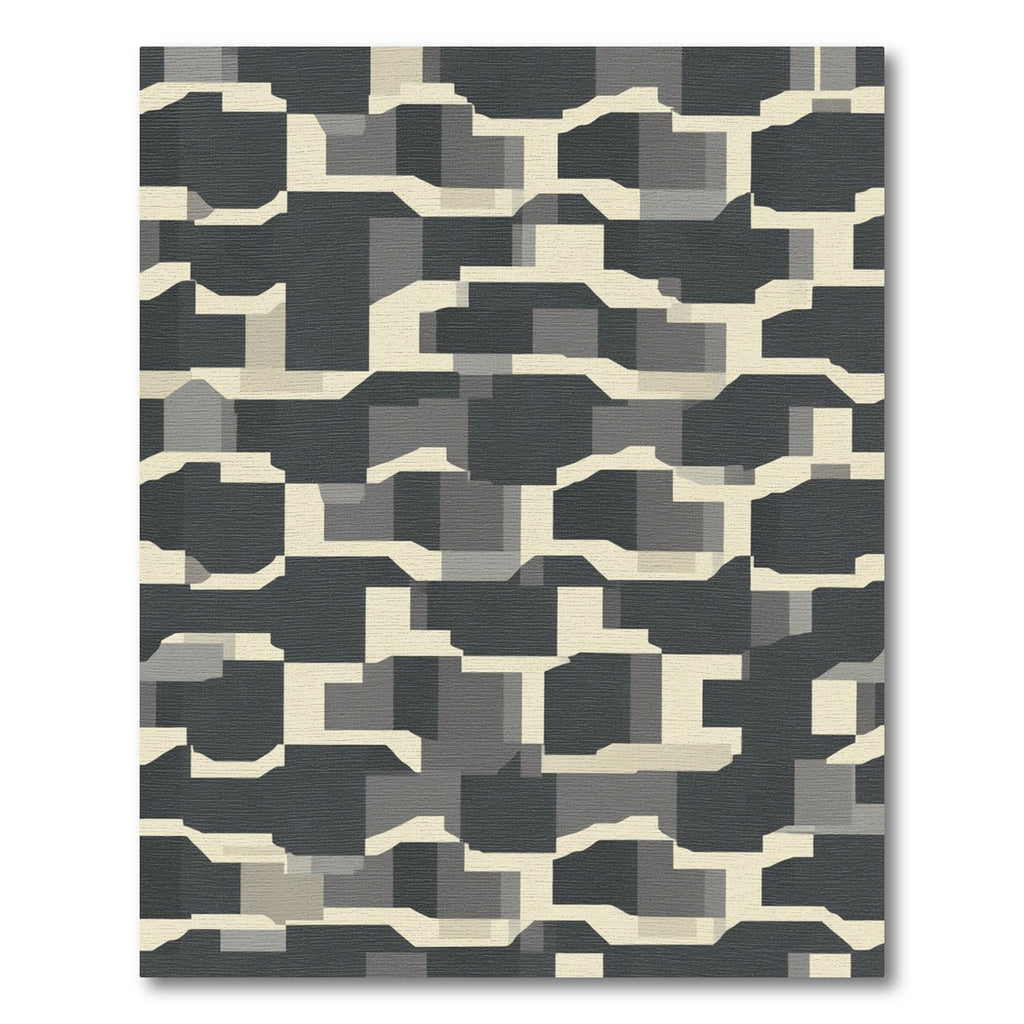Monochromatic Stone Geometric Blocks Rug