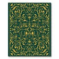 Deep Green Golden Floral Symmetry Rug