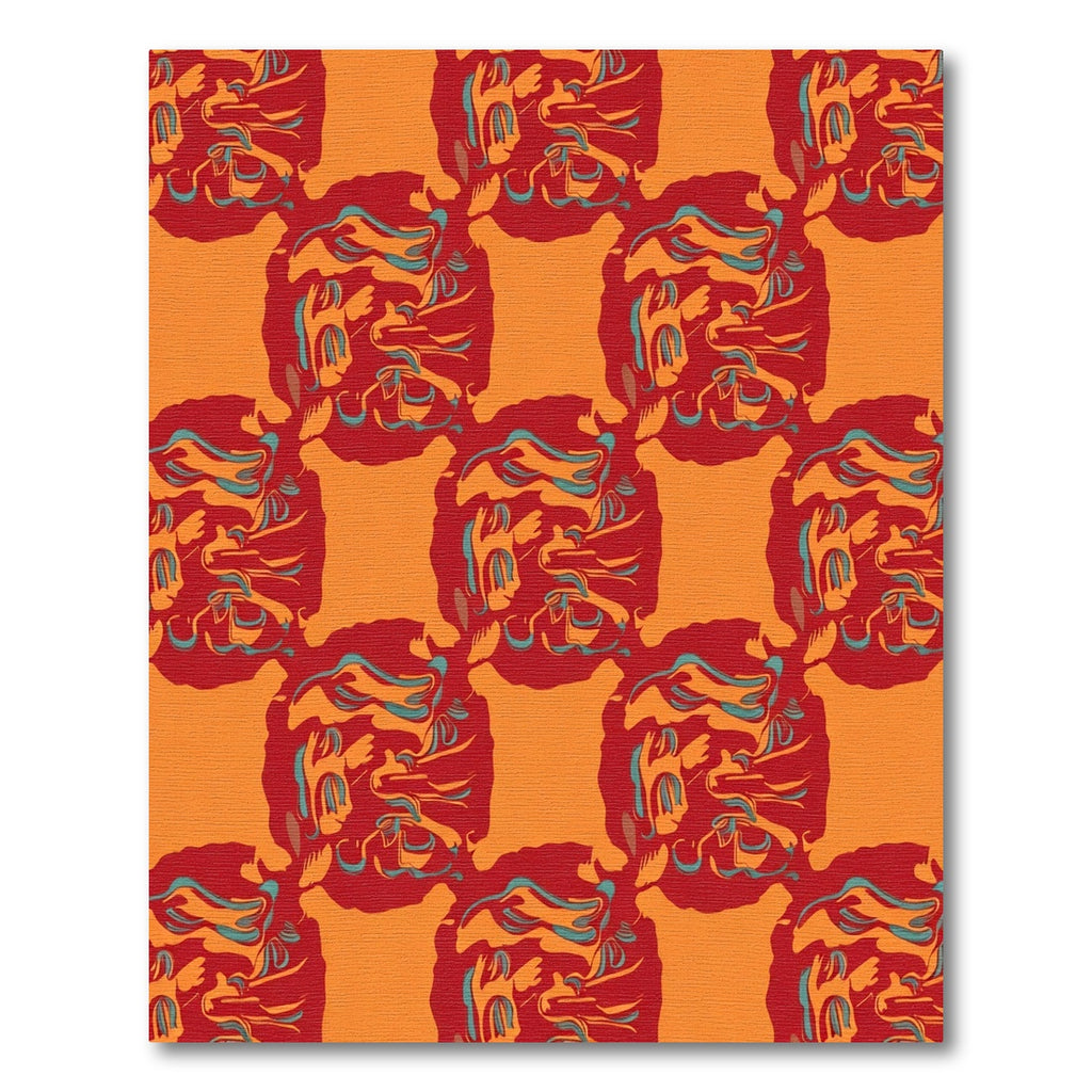 Vibrant Red Orange Swirls Round Rug