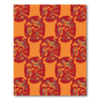 Vibrant Red Orange Swirls Round Rug