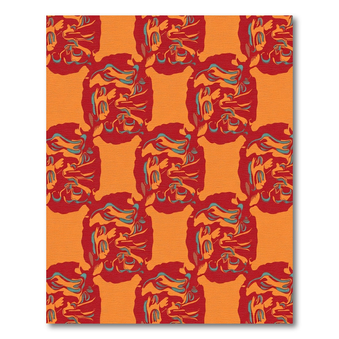Vibrant Red Orange Swirls Round Rug