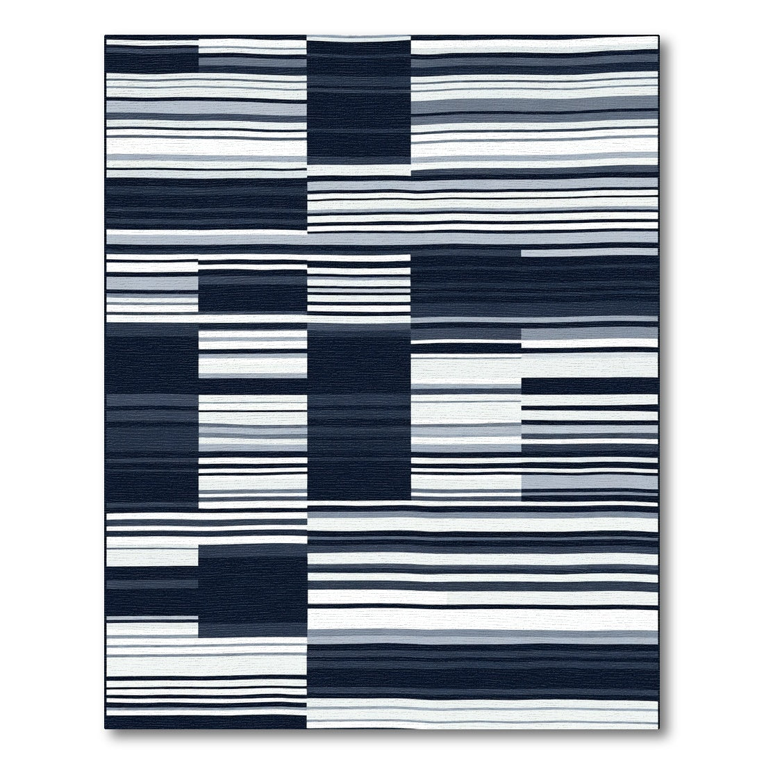 Abstract Horizontal Stripe Block Collage Rug