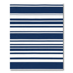 Bold Navy White Horizontal Stripe Rug