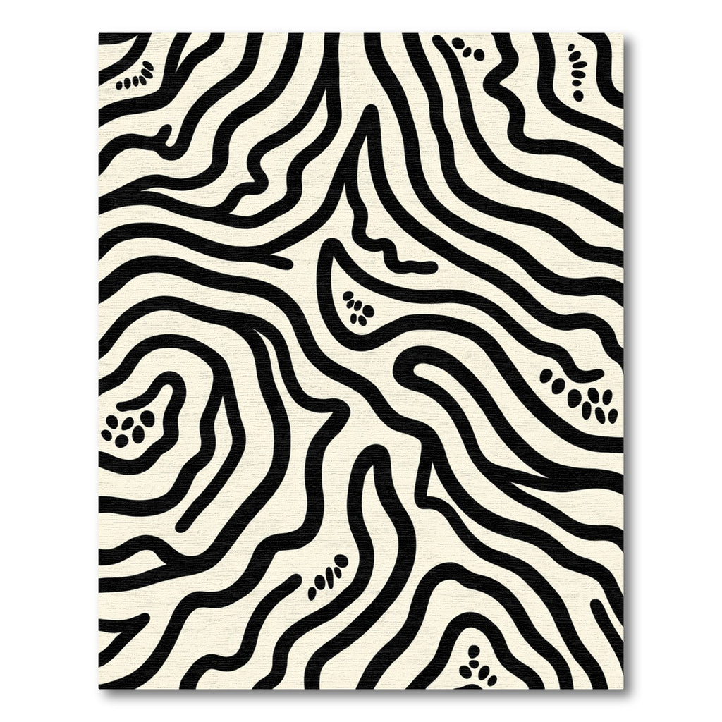 Abstract Cream Black Zebra Stripes Rug