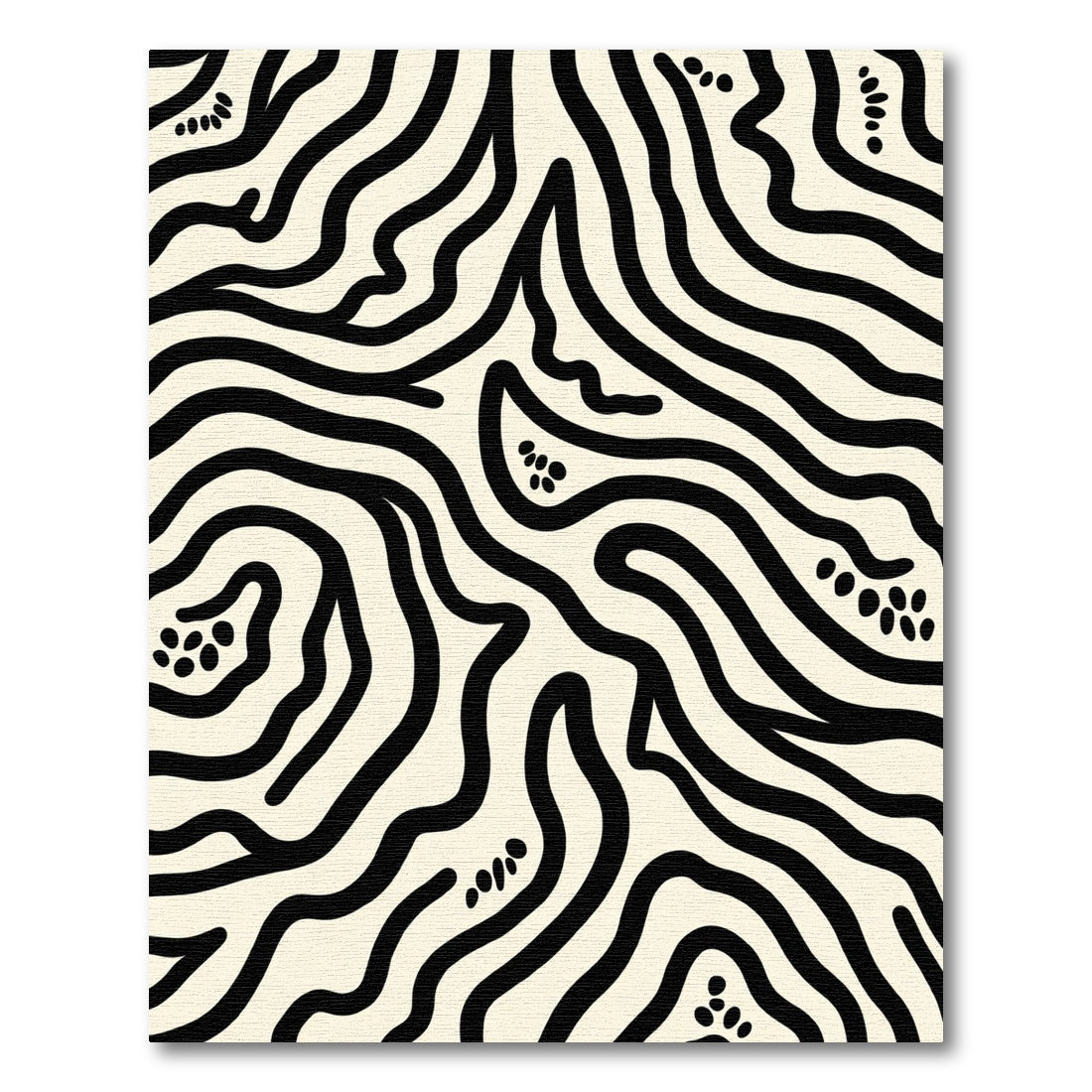 Abstract Cream Black Zebra Stripes Rug