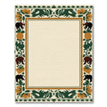 Forest Bears Orange Flowers Green Border Rug