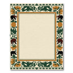 Forest Bears Orange Flowers Green Border Rug