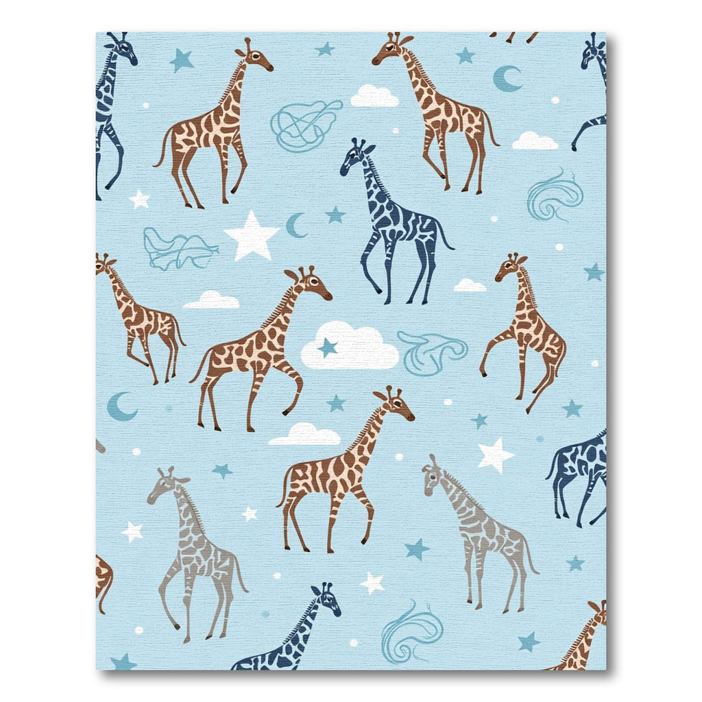 Whimsical Giraffe Sky Stars Rug