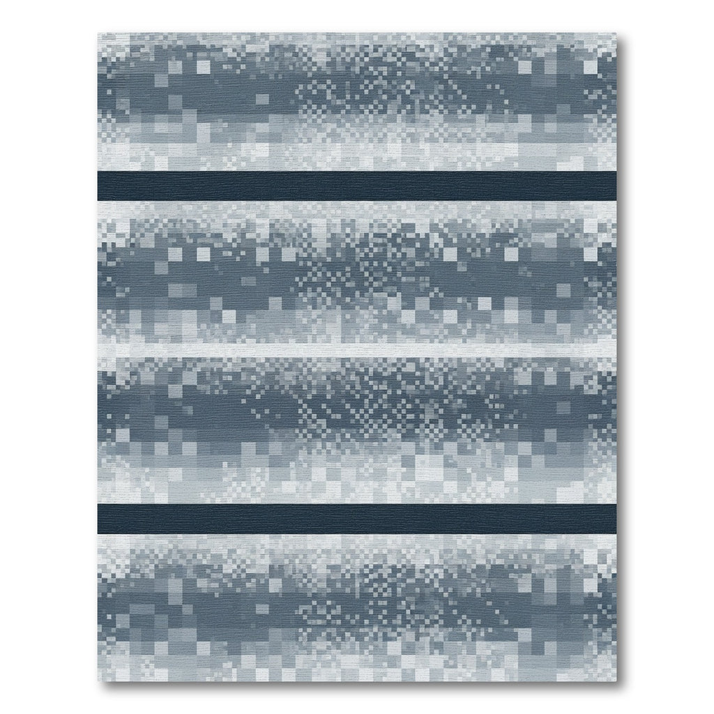 Dusty Blue Pixelated Stripe Blanket Rug